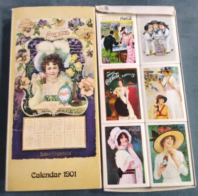 Coca Cola Calendar 1901 Match Box Set of 6 Full Matches Calendar Artwork - Image 1 of 4