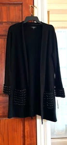 LADIES ALFANI DESIGNER BLACK SWEATER JACKET WITH SEQUINS - Picture 1 of 8