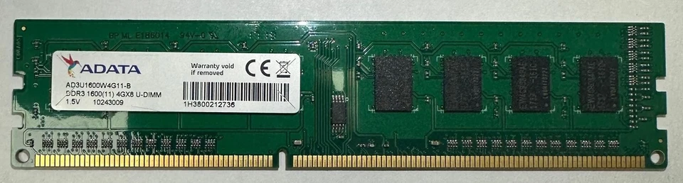 ADATA 4GB (UDIMM) 1600MHz DDR3 Memory (AD3U1600W4G11-B) - Image 1 of 1