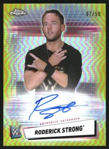 2021 Topps Chrome WWE Autographs Gold Refractors #AST Roderick Strong Auto /50 - Picture 1 of 2