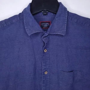 Untuckit Leinenhemd Herren Large Navy Cameron Kurzarm knitterarm  - Bild 1 von 11