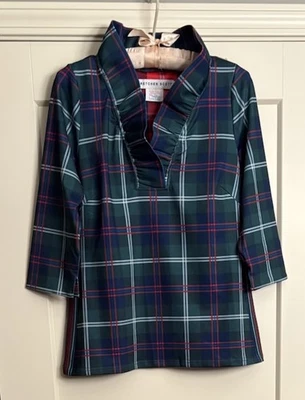 Gretchen Scott Sz S Middleton Plaid Ruffle Neck Top Green/Red Holiday/Christmas - Image 1 of 3