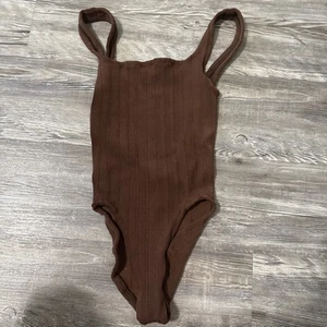 Hunza G Scoop Back One Piece Swimsuit Striped Brown OS - Picture 1 of 4