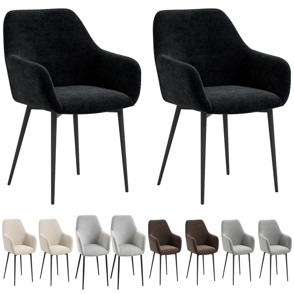 HOMCOM Set 2 Sedie Sala da Pranzo Imbottite in Stile Nordico, 54x57x80 cm - Immagine 1 di 1