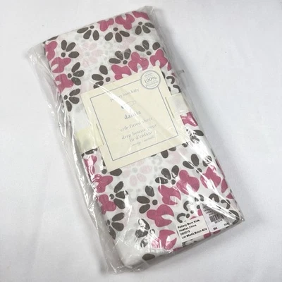 Pottery Barn Kids Dahlia Fitted Crib Sheet Pink Gray Girls 100% Organic Cotton - Image 1 of 4