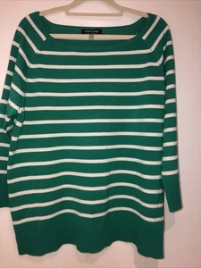 Pullover Cable & Gauge Verde Blanco Rayas Mangas 3/4 Rayón Poliéster Talla XL - Imagen 1 de 7