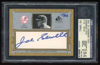 2001 Upper Deck SP Legendary Cuts Joe Sewell #/55 签名亲笔签名名人堂 — 第 1/2 张图片
