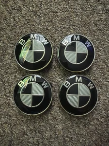 56mm X 4 BMW Wheel Centre Cap Badge Emblem F40 G20 G30 G80 F44 Carbon - Picture 1 of 5
