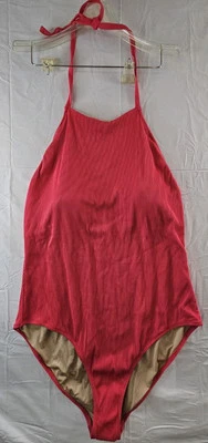 Traje de baño OLD NAVY para mujer talla 2X rosa de una pieza cuello alto halter acanalado NUEVO  Foto 1 de 4