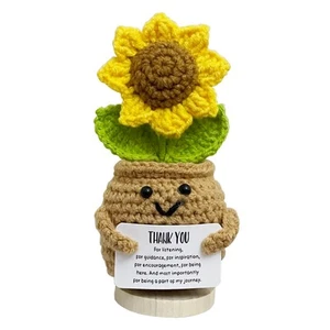 Crochet Flowers Artificial Sunflower Potted Desk Decor Flower Decor Gift for ... - Picture 1 of 7