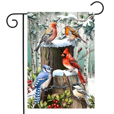 Bandera de jardín Briarwood Lane Winter Woodland Birds Foto 1 de 4