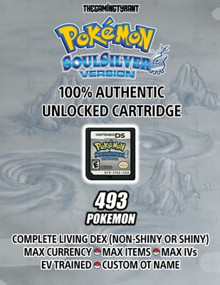 Authentic Unlocked Pokemon SoulSilver - All 493 Pokemon, Max Items and Money - Image 1 of 4