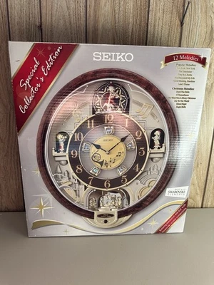 SEIKO Musical Motion Christmas Wall Clock Swarovski Crystals Collectors Working - Image 1 of 4