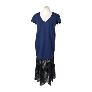 Trussardi Jeans Dress Blue Top Black Lace Skirt Viscose Blend Size EU 38 UK 10 - Picture 1 of 7