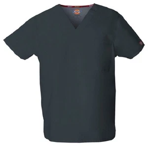 Dickies Scrubs 83706 V Neck Unisex Scrub Top Dickies EDS Pewter - Picture 1 of 6