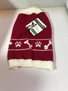 Suéter para mascotas - pequeño se adapta a la mayoría entre 12-19 libras - rojo/blanco (T-BLK-22) - Imagen 1 de 5
