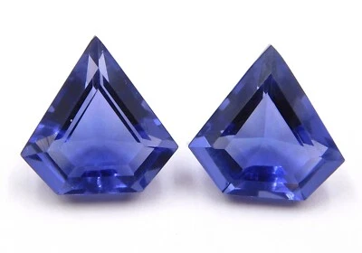 13 Cts 2 Pcs Lab Created Tanzanite Fancy Shape Cut Loose Gemstone 15 MM P-1430 - Image 1 of 3