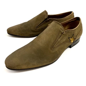 ALDO "EBULL" Men’s Loafers Slip On Sz 10 Olive Green Gold Star Printed Shoes - Picture 1 of 14