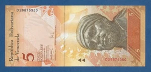 VENEZUELA -- 5 BOLIVARES ( 2007 ) -- UNC -- PICK 89 . - Picture 1 of 2