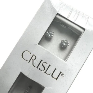 New Crislu Tennis Bracelet & Solitare Stud Earrings CZ GiftSet in Box White Gold - Picture 1 of 8