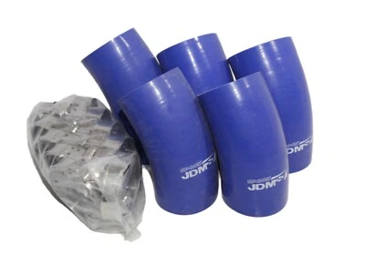 Manguera de silicona de identificación JDM AZUL 4PLY 5x45 grados 2,5" + 2x abrazadera en T de acero inoxidable Foto 1 de 4