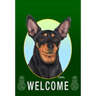 Miniature Pinscher Black & Tan Cropped Pineapple Welcome Decorative Flag