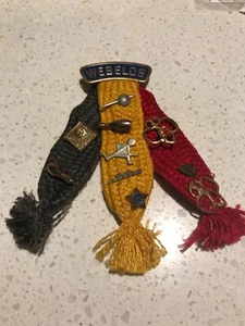 Gebrauchtes BSA Cub Scout Webelos dreifarbiges Band Verdienstabzeichen mit 10 verschiedenen Pins - Bild 1 von 4