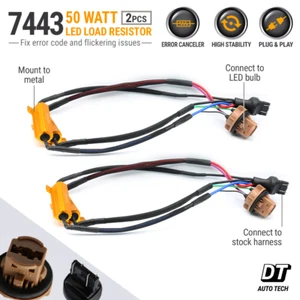 7443 LED Rear Turn Signal Load Resistor Adapter Anti Hyper Flash Error Canceler - Picture 1 of 6