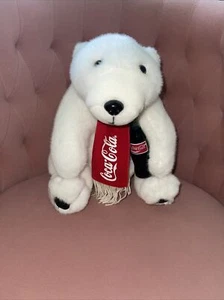 Coca-Cola Marke Plüsch Sammlung Eisbär hält Cola Flasche 1993 - Bild 1 von 5