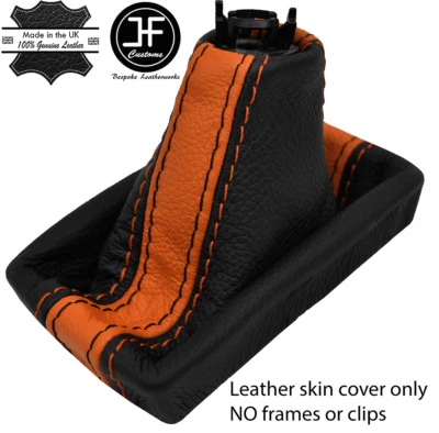 BOTA CAMBIO AUTOMÁTICO CUERO RAYAS NEGRO Y NARANJA PARA LEXUS RC 200 300 350 14-18 Foto 1 de 3