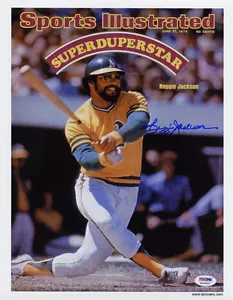 Reggie Jackson FIRMADO 11x14 Sports Illustrated Impresión A's ITP PSA/ADN AUTOGRAFIADO - Imagen 1 de 1