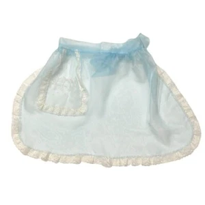 Tablier vintage bleu clair dentelle transparente poche avant cravate dos féminin pin up - Photo 1 sur 6
