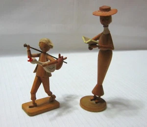 TWO ERZGEBIRG EXPERTIC figurines...BOY GOING TO MARKET and LADY HYMN SINGER - Picture 1 of 9