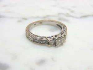 Womens Vintage Estate 14k White Gold Diamond Engagement Ring, 3.7g - Picture 1 of 9