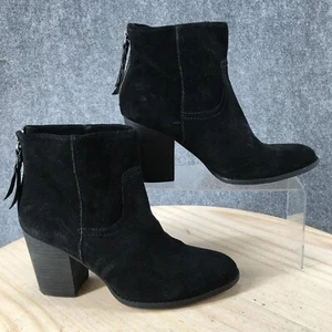 Splendid Boots Womens 9.5 Hila High Above Ankle Booties Black Suede Zip Heels - Picture 1 of 18