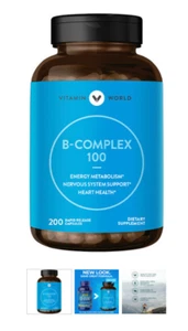 Vitamin World B-Complex 100 200 rapid release capsules Exp. Date 10/26 - Picture 1 of 1