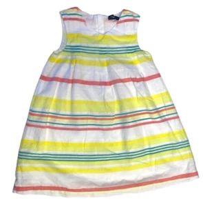 BABYGAP Girls Age 4 Dress Yellow & Multi Colour Striped Mint - Picture 1 of 6