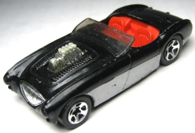 2000 HOT WHEELS AUSTIN HEALEY BLACK & SILVER 164 DIECAST 2 7/8" CONVERTIBLE CAR - Image 1 of 4