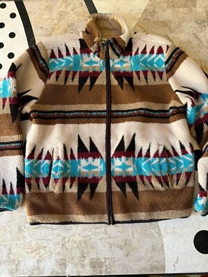 Jaqueta de lã masculina Navajo Southwest em excelente estado usado MNG Mango grande - Imagem 1 de 4