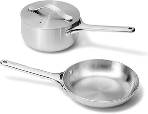 Caraway Stainless Steel Mini Duo 5-Ply Stainless Steel Fry Pan & Sauce Pan NEW! - Picture 1 of 15
