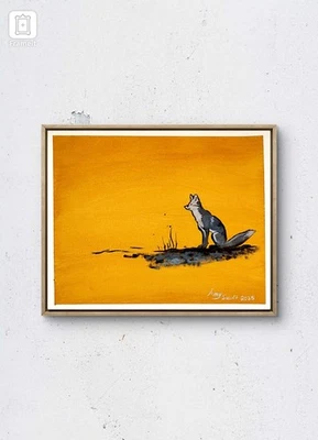 Contemplative Fox  11x14 Original Fine Art Painting Heavy Art Paper Collectible - Image 1 of 4