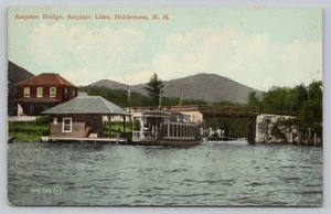 Holderness NH Grafton County Asquam Brücke Asquam See Boote um 1911 Postkarte N4 - Bild 1 von 2