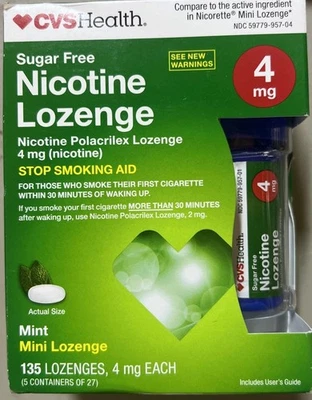 CVS Health Sugar Free Nicotine Lozenge 4 Mg 135 Lozenges New Exp 12/31/25 - Image 1 of 2