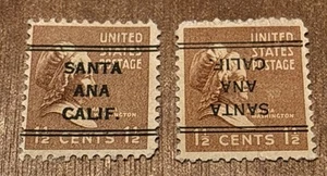 2 SANTA ANA CALIF PRECANCEL TYPE 246 DLE SC 805 PREXY 1 INVER ERROR CL47 - Picture 1 of 4