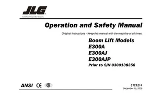 JLG E300A E300AJ E300AJP Boom Lift Maintenance Operation Operators Manual - Picture 1 of 9