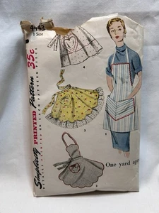 Vintage 1953 Simplicity Pattern 4443 One Yard Apron ~ Complete Cut ~ One Size - Picture 1 of 8