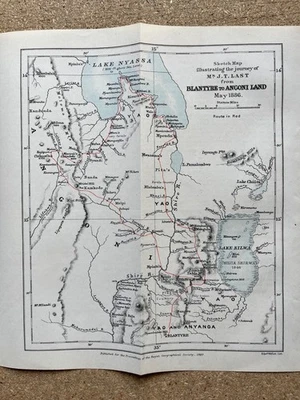 Antique map of country between Blantyre to Angoni Land Malawi 1887 - Image 1 of 4