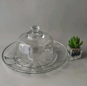 Klare getäfelte Glas Käse Kuppel mit 11" Platte für Cracker - Bild 1 von 10
