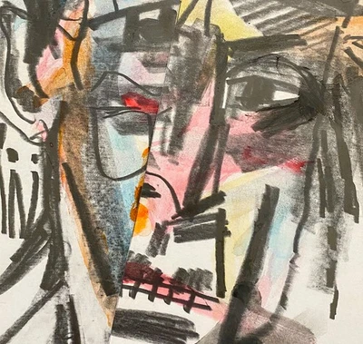 Pintura Acuarela Arte Original con Carbón - Hombre Nativo Americano - Montaje Foto 1 de 3