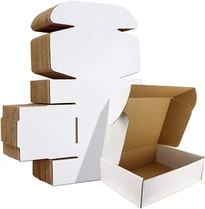 Set of 25 White Corrugated Cardboard Shipping Boxes - Picture 1 of 17